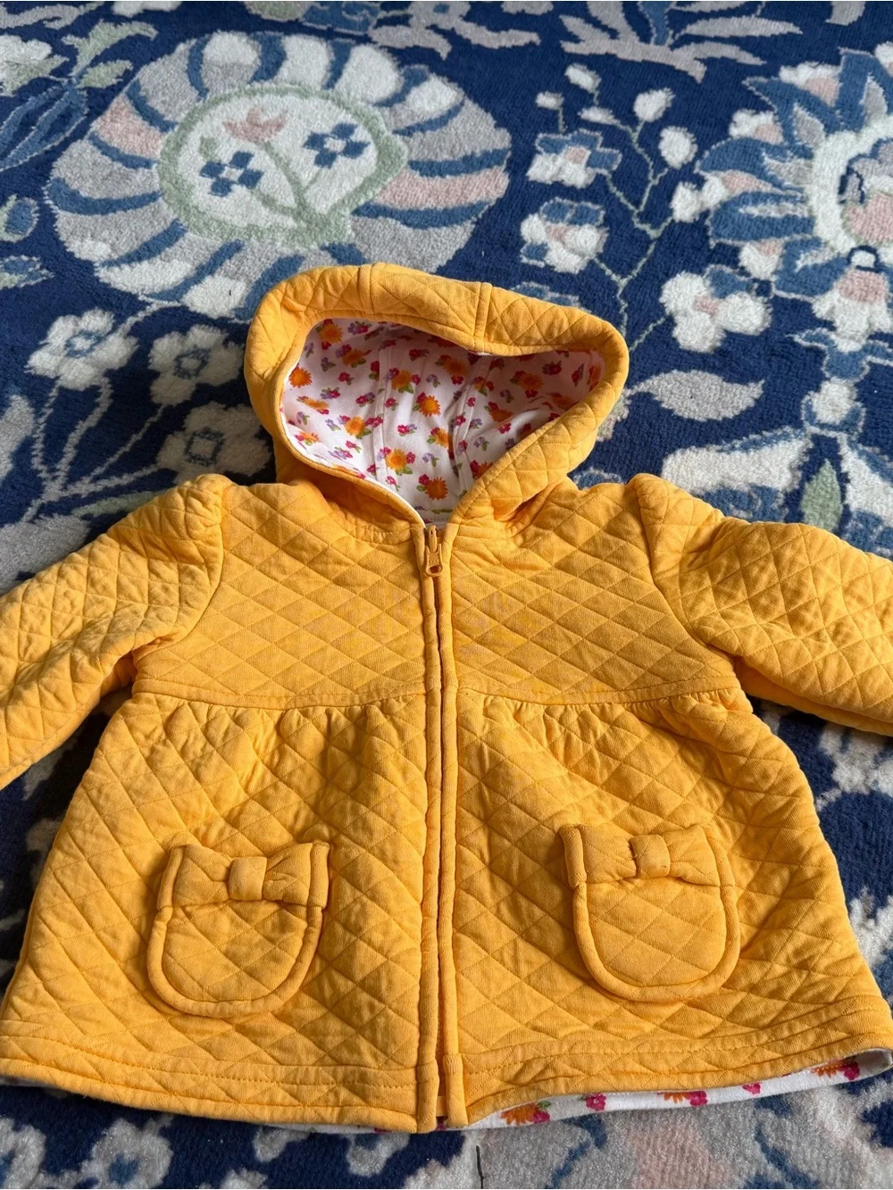 Gymboree Quilted Reversible Yellow/Floral Jacket 2T/3T
